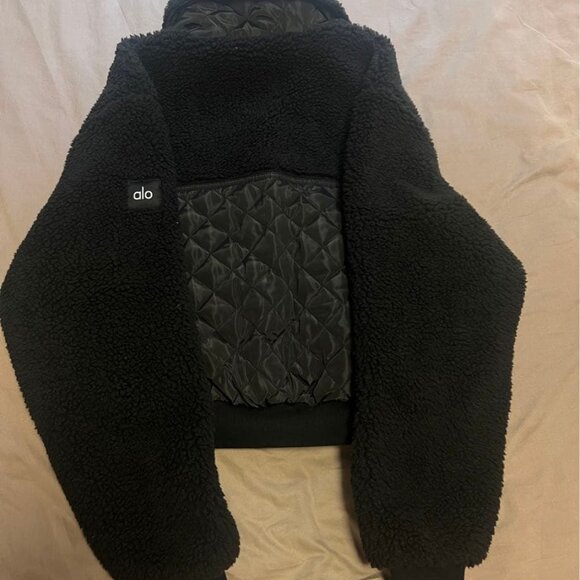 Alo Yoga Sherpa Edge Bomber Black Size S - Picture 8 of 11